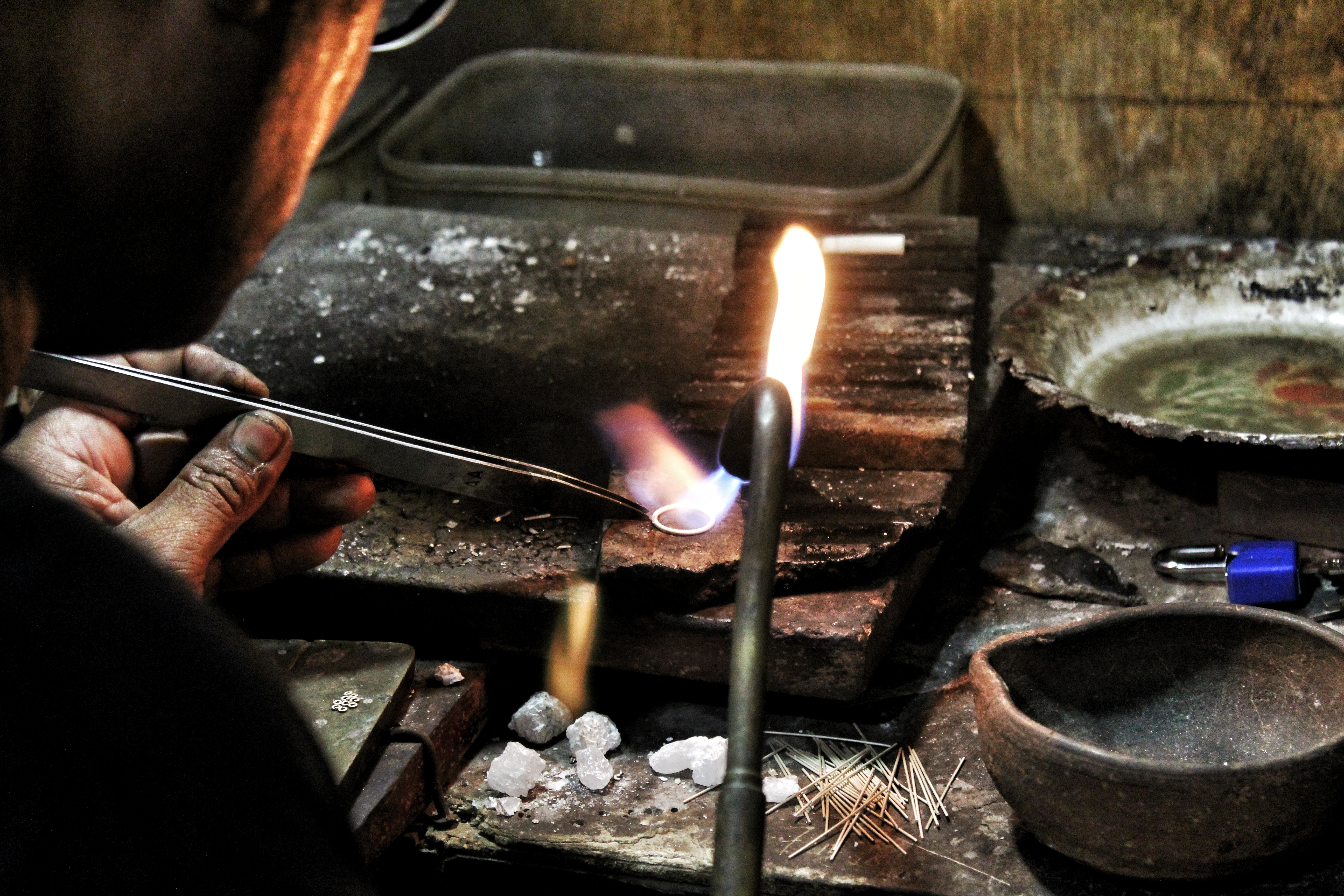 small fire for jewelry making